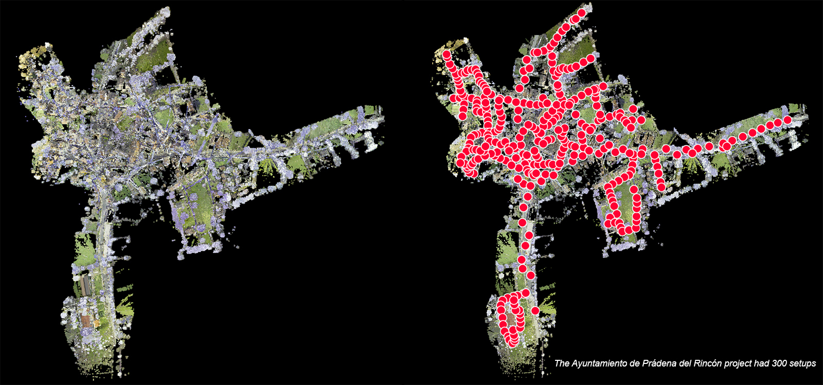 Point cloud image of Pradena del Rincon village in Spain taken with RTC360